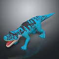 Blue And Black Reptile Dinosaur Toy Model With Open Mouth Red Eyes Standing Pose