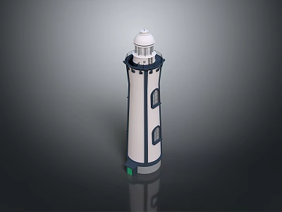 Decorative Lighthouse Model Furniture With White And Blue Exterior Design 3d model