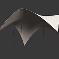 Modern Tensile Membrane Structure With Curved White Fabric And Supporting Frames 3d model
