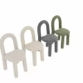 Modern Minimalist Dining Chairs With Arch Design Velvet Upholstery And Green Gray Beige Colors