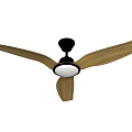 Modern Air Conditioning Fan With Wooden Blades And Black Central Design