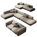 Modern Light Colored Fabric Modular Sofa Set With Different Configurations And Cushions 3d model