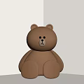 Brown Plush Bear Sitting in White Corner With Light Background And Soft Texture