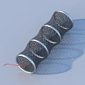 Cylindrical Metal Mesh Household Organizer With Silver Rings And Red String