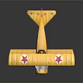 Vintage Yellow Biplane With Red Stars For Cosmic Aerospace Model