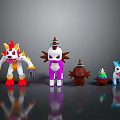 Colorful Cartoon Creature Characters With Various Designs And Spiky Horn Details