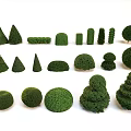 Various Shaped Trimmed Topiary Shrubs with Green Foliage and Garden Designs