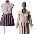 Fashion Mannequins Displaying Stylish Coats Skirts Dresses And Trench Coats In Various Colors