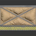 Golden Padded Surface Decorative Panel With Cross Metal Frame And Yellow Striped Base