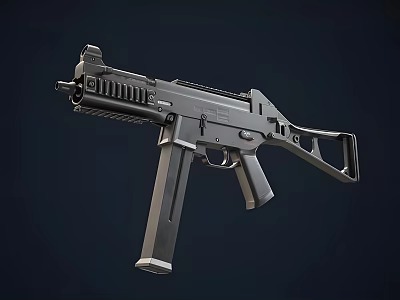 Modern Black Tactical Submachine Gun with Rail System and Ergonomic Grip 3d model