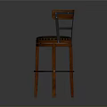 Wooden Bar Stool With Leather Seat And Metal Footrest Backrest Design