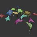 Gray Canopy Structure Components With Metal Frames And Fabric Tops For Outdoor Use
