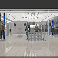 Bright Clothing Store Interior With Mannequins Clothes Racks And Modern Lighting