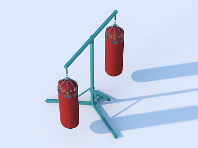 Durable Sports Equipment Boxing Punching Bag Stand With Two Red Bags 3d model