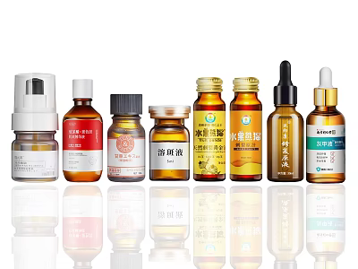 Various Cosmetic Product Bottles With Different Caps And Label Designs 3d model