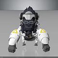 Futuristic Gorilla Character With Headphones Goggles And Mechanical White Black Body Featuring Yellow Triangular Shoulders