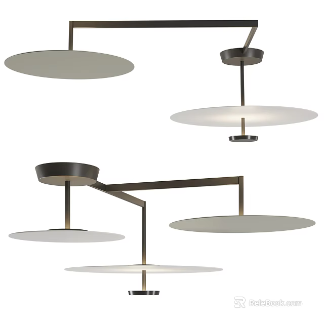 Modern Circular Shades Ceiling Lights With Metal Frames For Home Interior 3d model