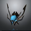 Mechanical Creature With Glowing Blue Core And Spiked Dark Metallic Limbs