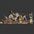 Natural Animal Habitat Scene With Stone Structures And Wooden Decorative Elements
