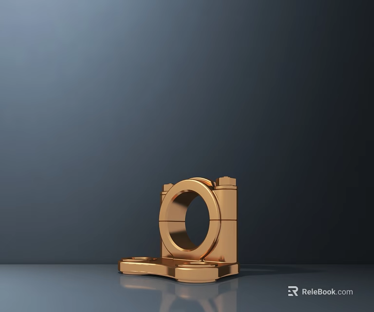 Golden Geometric Sculpture Carving With Modern Metallic Design And Circular Aperture Structure 3d model 