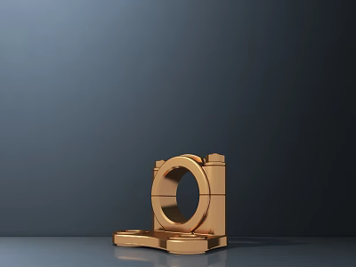 Golden Geometric Sculpture Carving With Modern Metallic Design And Circular Aperture Structure 3d model