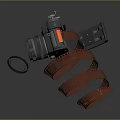 Vintage Digital Camera With Red Film Roll And Classic Lens Design