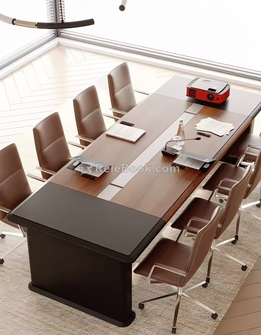 Modern conference table and chair combination 3d model