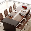 Modern conference table and chair combination 3d model