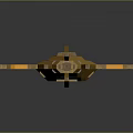 Golden Futuristic Spacecraft Model With Sleek Design And Engines