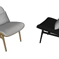 Modern Accent Chairs With Light Gray And Black Upholstery Wooden Frame And Decorative Pillows