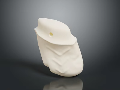 White Stone Sculpture Artwork With Smooth Surface And Small Decorative Hole Design 3d model