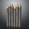 Wooden Pencils With Yellow Tips Natural Texture And Cylindrical Shape Arranged In Row