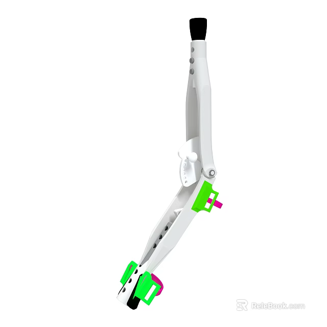 Mechanical Device With White Body Green Pink Components And Joint Structure 3d model 