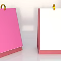 Double Desktop Calendar Stand With Pink White Cover And Golden Ring Red Base