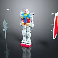 Detailed Gundam Model With Weapon Parts Shield And Accessories On