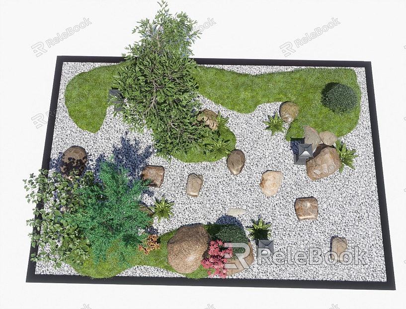 Landscape Courtyard Stone Tingbu Garden Paving Micro-terrain Landscape Sitches Gravel Trail model