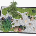 Garden Stepping Stones Path With Natural Green Grass Plants And Gravel