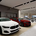 Modern Car Dealership Showroom With Luxury Cars And Interior Displays