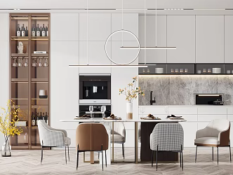 Light Luxury Dining Table and Chair Combination 3d model