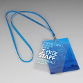 Staff ID Card With Blue Lanyard And Great Wall Text On Clear Plastic