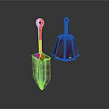 Ancient Red Metal Weapons Featuring Shovel Shaped And Bladed Design With Ring Handles