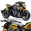 Sleek Modern Motorcycle With Gold And Black Design