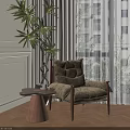 Retro Fabric Upholstered Leisure Chair With Soft Padded Solid Wood Frame For Cozy Home Corner