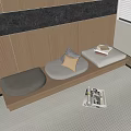 Minimalist Japanese Sofa Stools With Wooden Base Gray Beige Cushions And Magazines On Tatami Floor