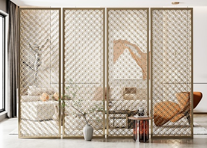 Light Luxury Partition Metal Hollow Screen Partition 3d model