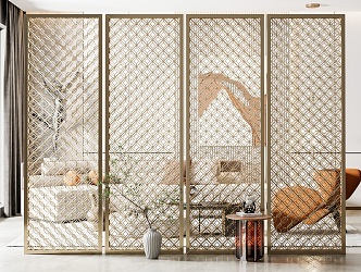 Light Luxury Partition Metal Hollow Screen Partition 3d model