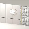 Modern Minimalist Interior Wall Design Featuring Gray Panels Circular Marble Decor And Textured Panel
