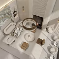 Luxurious Beauty Hair Salon Interior With Brown Sofas Marble Coffee Table And Green Plants