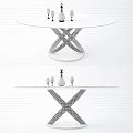 Modern Black Dining Table With Gold And Black Intertwined Legs And Wine Glasses