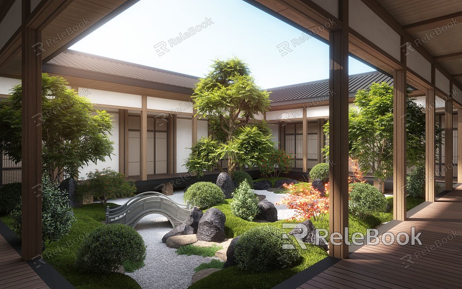 New Chinese Courtyard Courtyard Landscape model